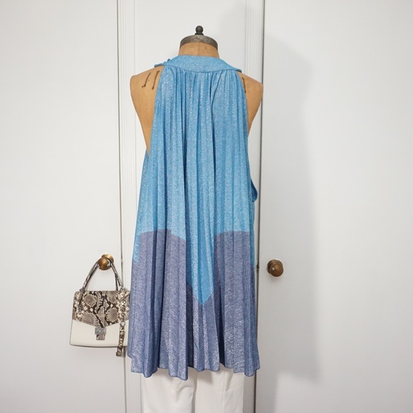 🆕Free People Pleated Metallic Pullover Blouse Top - Picture 4 of 8